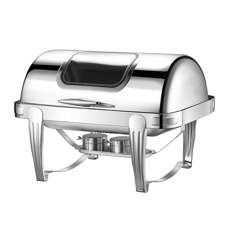 9 L Model B Silver rectangular visible lid chafing dish