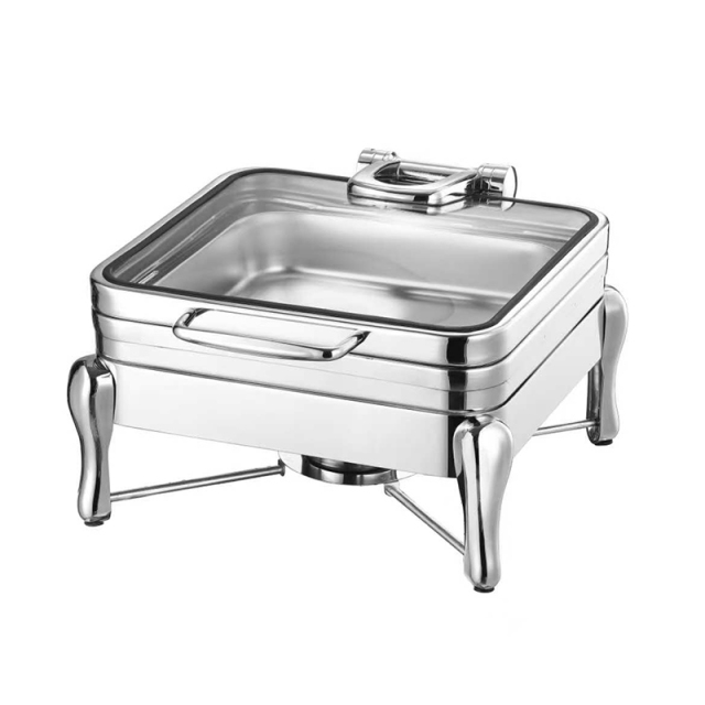 6L  Square  Hydraulic Glass Lid Insulated Food Warmer