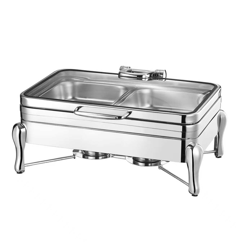 9L  Square  Hydraulic Glass Lid Insulated Food Warmer