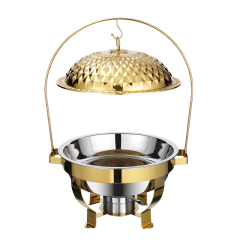 Golden Luxury Stainless Steel Diamond-Shaped Lid Heated Buffet Server