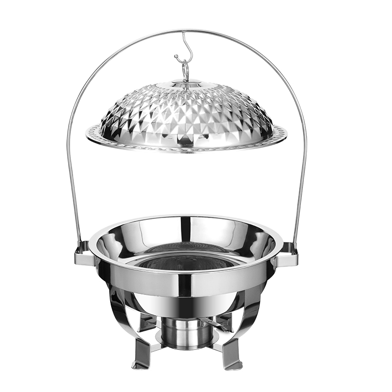 Silver Luxury Stainless Steel Diamond-Shaped Lid Heated Buffet Server