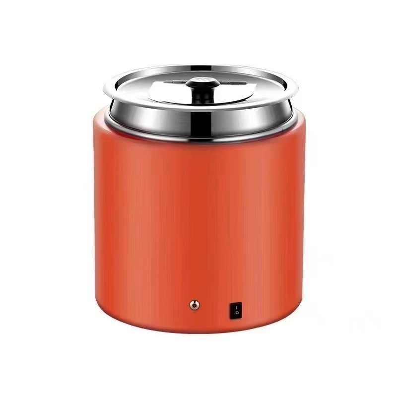 Orange 10-Liter Stainless Steel Electric Soup Pot