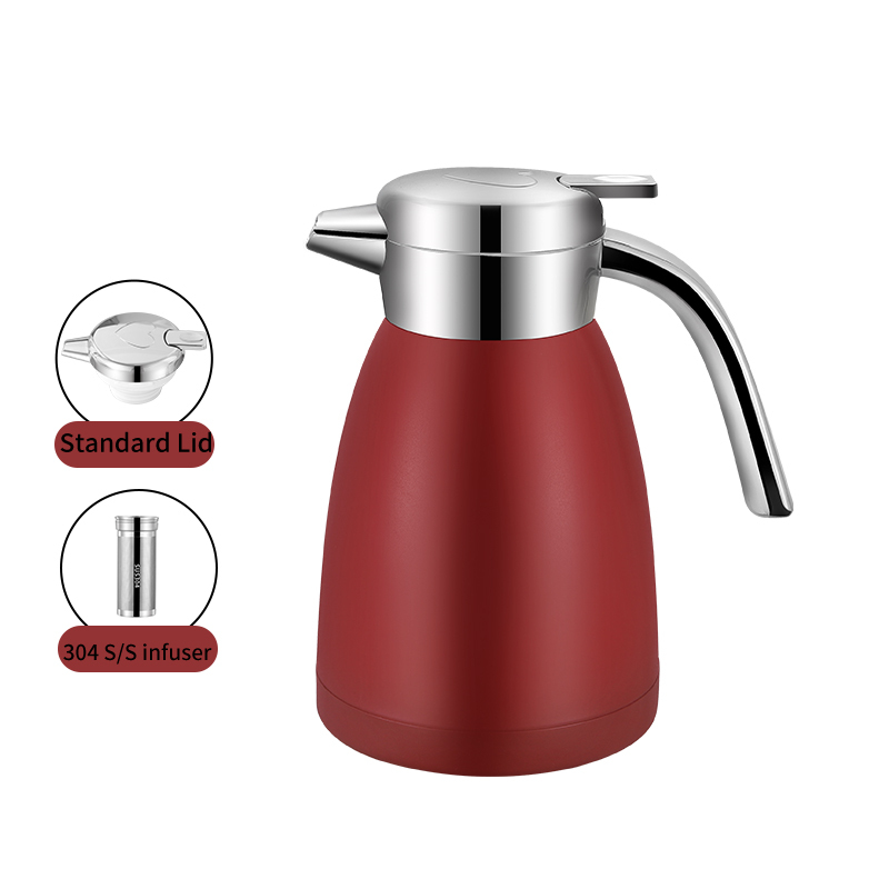 Red Vacuum kettle with built-in tea strainer lid