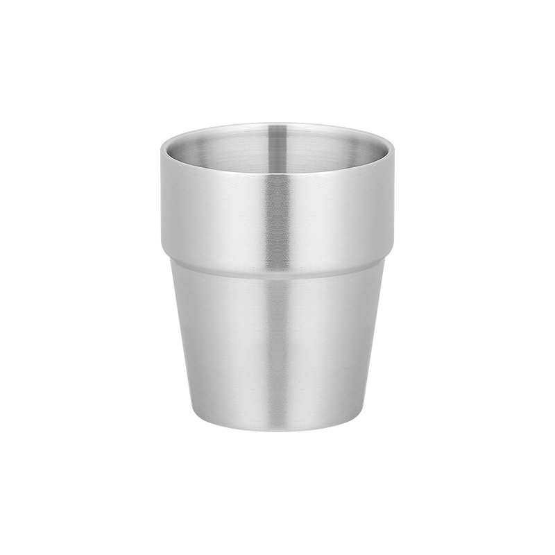 Silver 304 Stainless Steel Double-Layer Step Cup