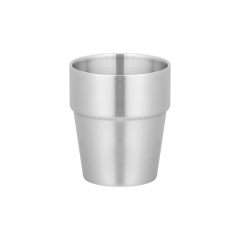 Silver 304 Stainless Steel Double-Layer Step Cup
