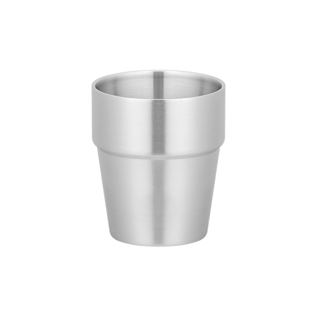 Silver 304 Stainless Steel Double-Layer Step Cup