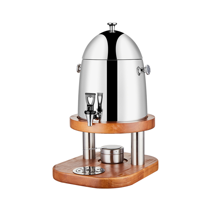 19L Hot and Cold PC Beverage Dispenser with Wooden Base, Commercial Buffet Drink Server | Factory Wholesale & OEM Available