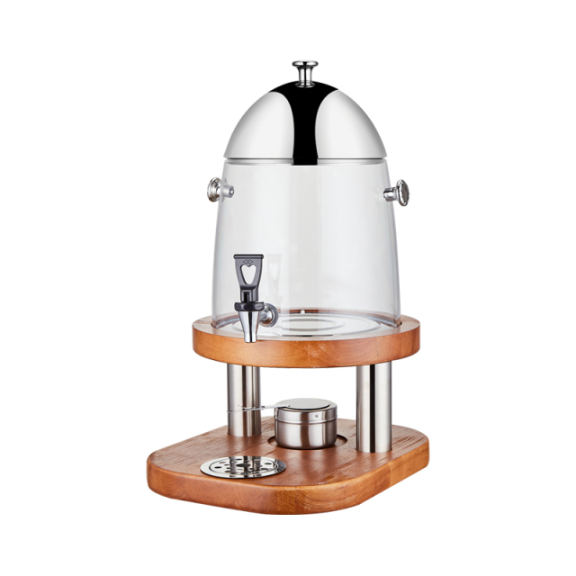 12L Hot and Cold PC Beverage Dispenser with Wooden Base, Commercial Buffet Drink Server | Factory Wholesale & OEM Available