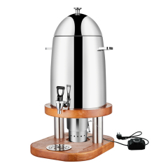 12L Hot and Cold Stainless Steel Beverage Dispenser with Wooden Base, Commercial Buffet Drink Server | Factory Wholesale & OEM Available