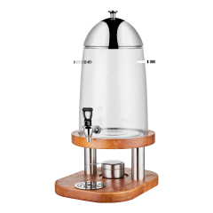 12L Hot and Cold PC Beverage Dispenser with Wooden Base, Commercial Buffet Drink Server | Factory Wholesale & OEM Available