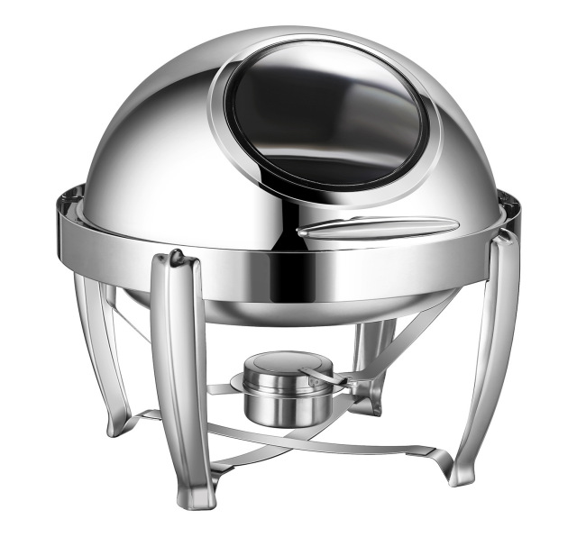 6L Model C Silver round visible lid Chafing Dish