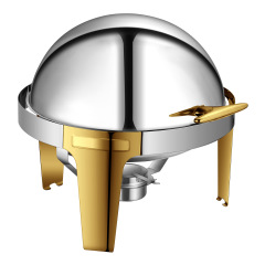 6L Model A Gold-plated   round flip-top chafing dish