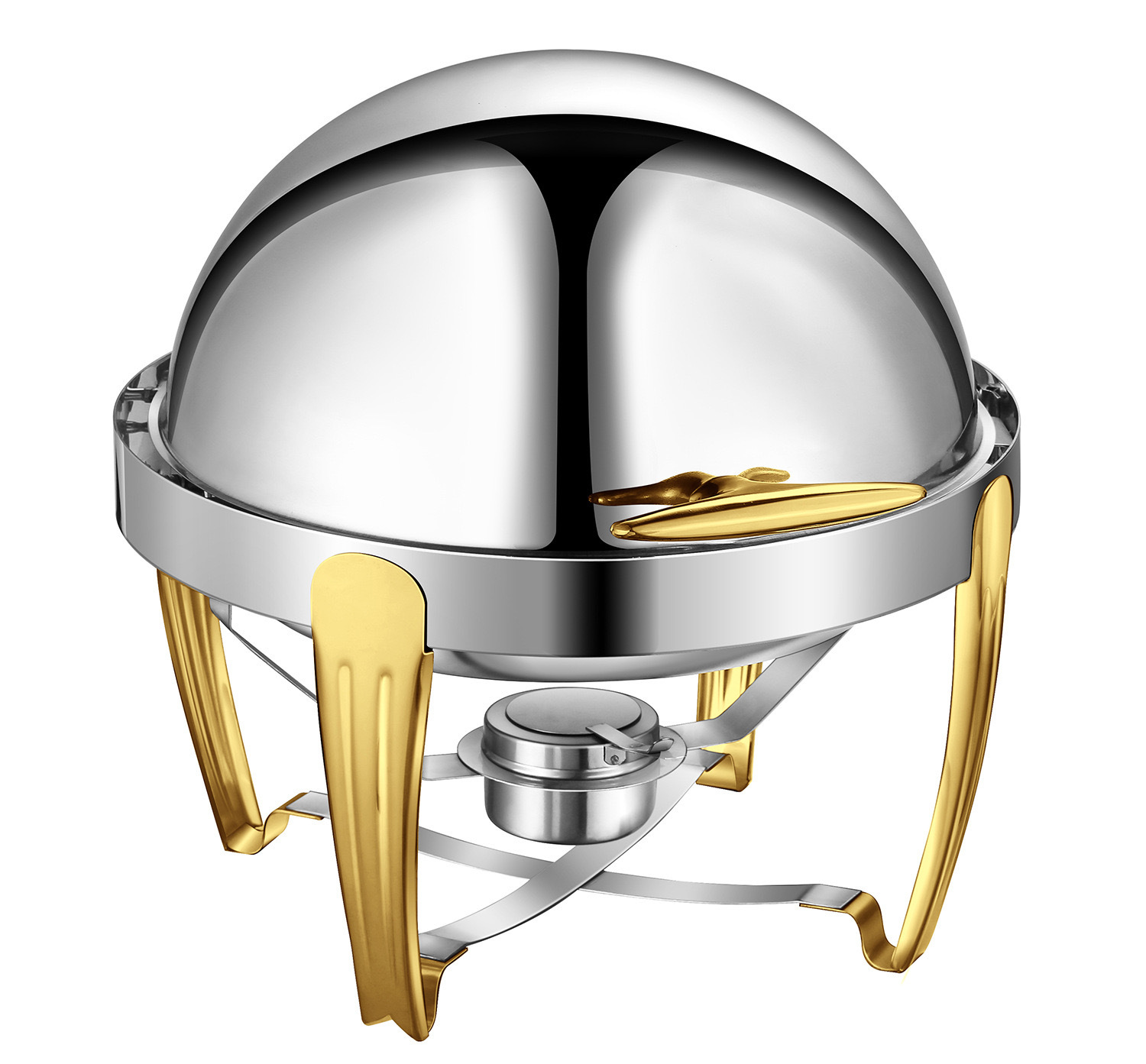 6L Model B  Semi-Gilded  round Flip-top Chafing Dish