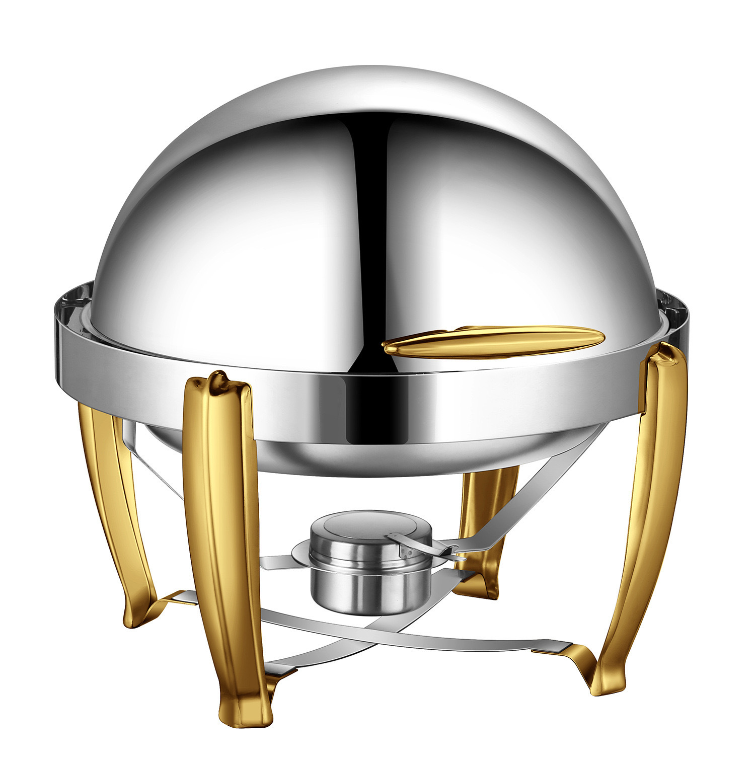 6L Model C Semi-Gilded  round  Flip-top Chafing Dish