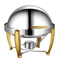 6L Model C Semi-Gilded  round  Flip-top Chafing Dish