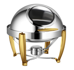 6L Model C Semi-Gilded  round visible lid Chafing Dish