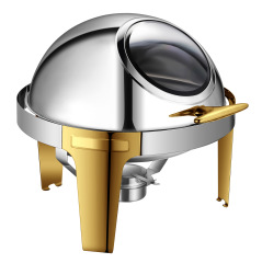 6 L Model A Semi-Gild Round visible lid chafing dish