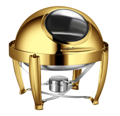 6L   Model C Gold round visible lid Chafing Dish