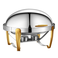 9L Model B Semi-gilded oval flip-top Chafing dish