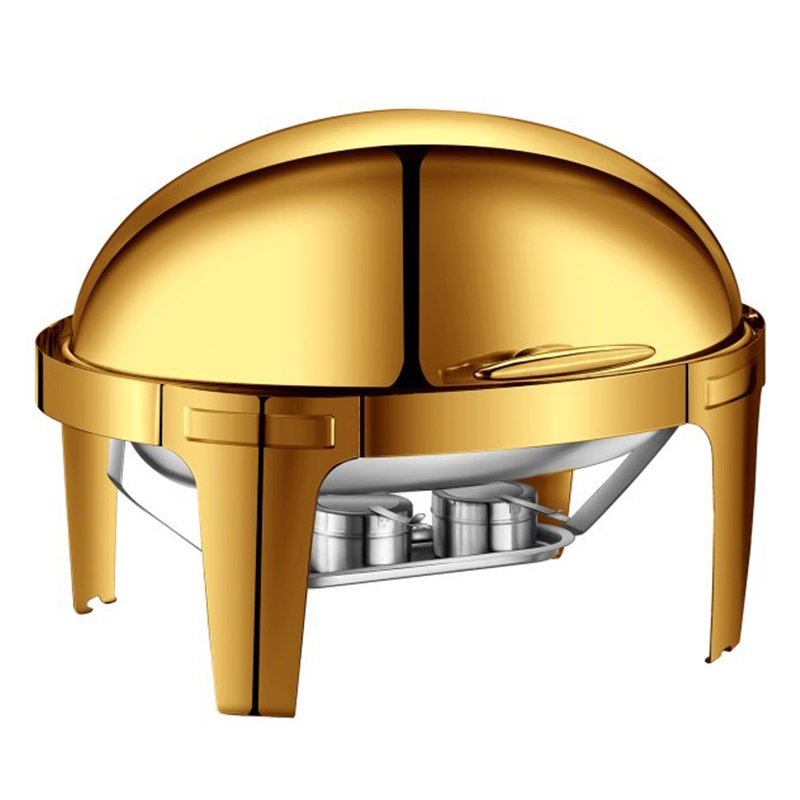 9LModel A  Gold oval flip-top  chafing dish