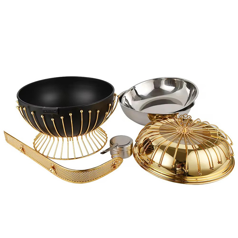 Stainless Steel Black Gold Mixed Color Hanging  Thermal Food Plate