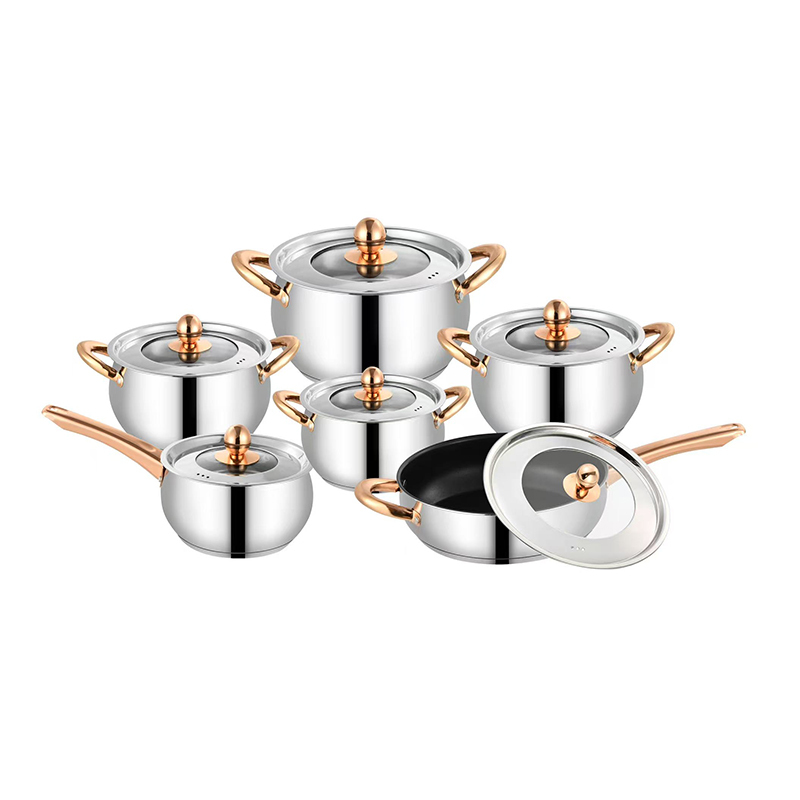 6pcs Heavy-duty Stainless Steel Milk Pan and Frying Pan Set with Lids