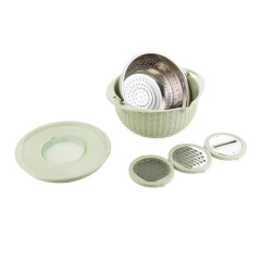 Green  4 in 1 Strainer with mixing bowl and grater 4 L