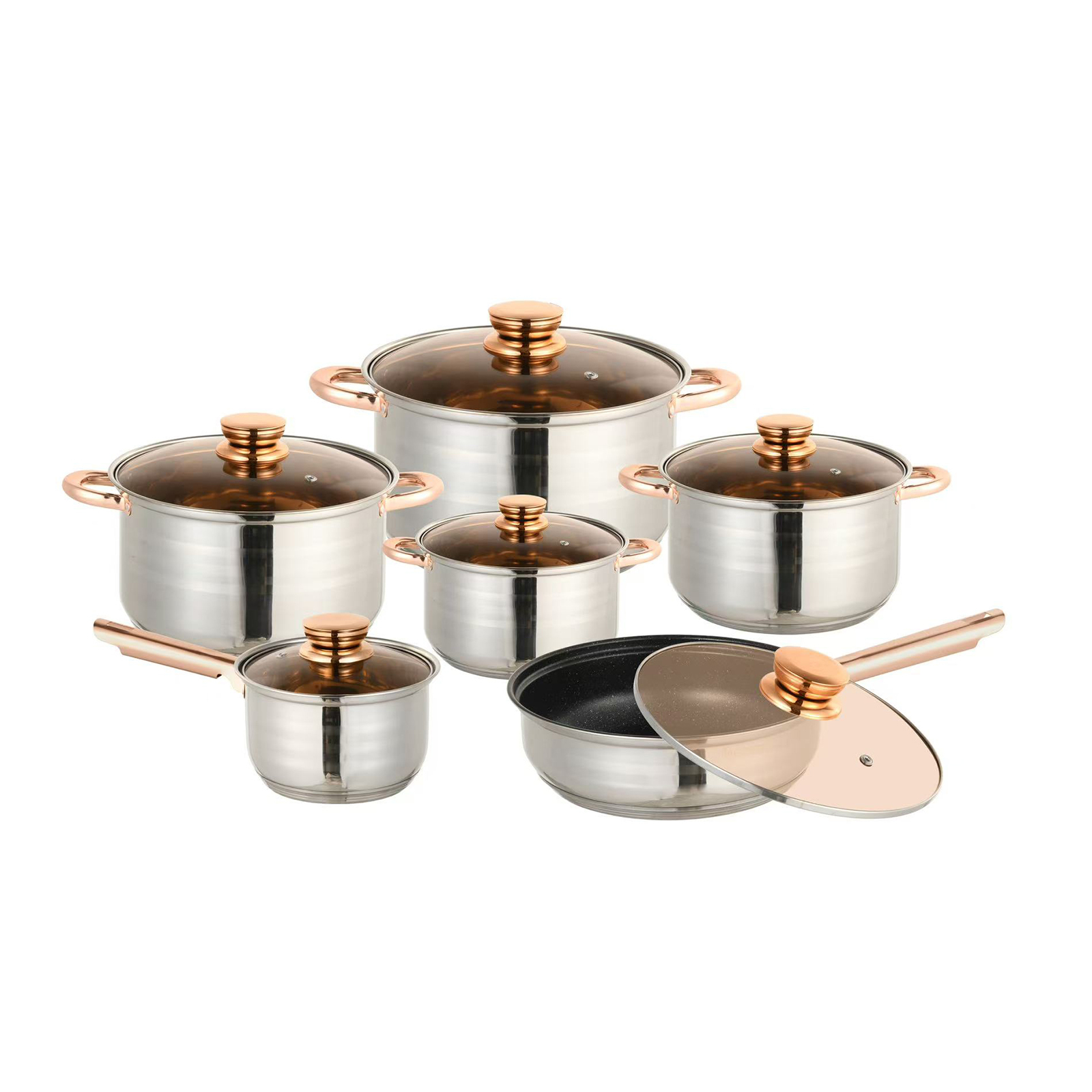 6-piece Stainless Steel Soup Pot Set