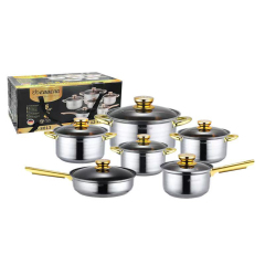 6-piece stainless steel gold non-stick cookware set
