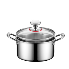 Glass Lid Thin-Walled Double-Eared Small Milk Pot with Smooth Surface