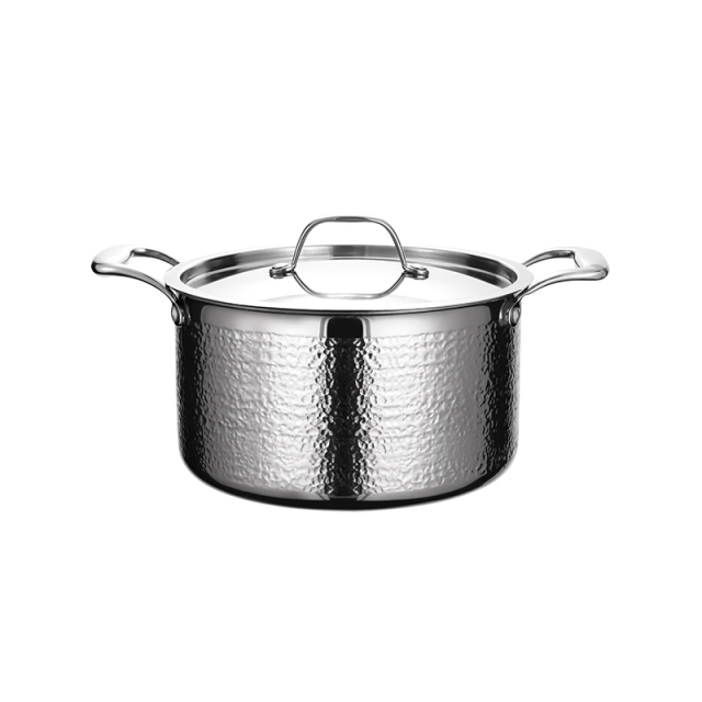 Natural Stainless Steel - Hammered Straight Soup  Pot