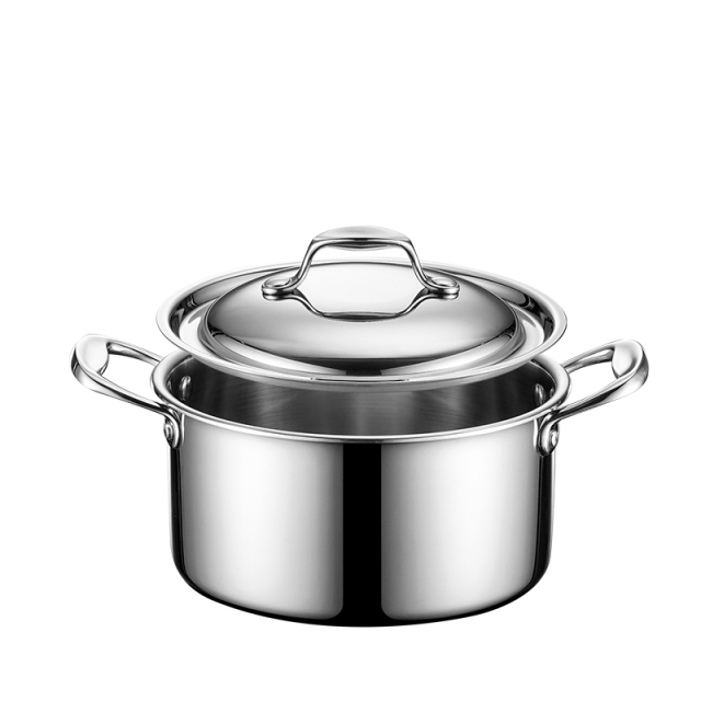 Stainless Steel Lid Thick-Walled Double-Eared Small Milk Pot with Smooth Surface