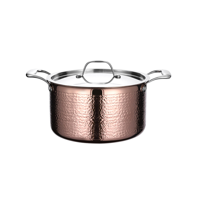 Rose Gold  - Hammered Straight Soup  Pot