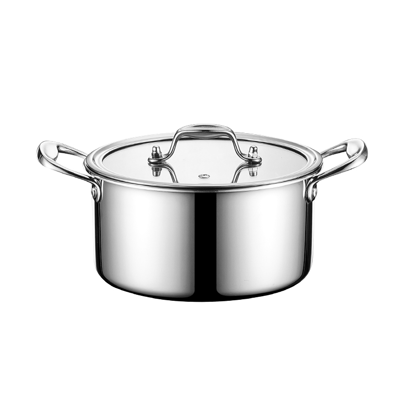 Glass Lid Thick-Walled Double-Eared Small Milk Pot with Smooth Surface