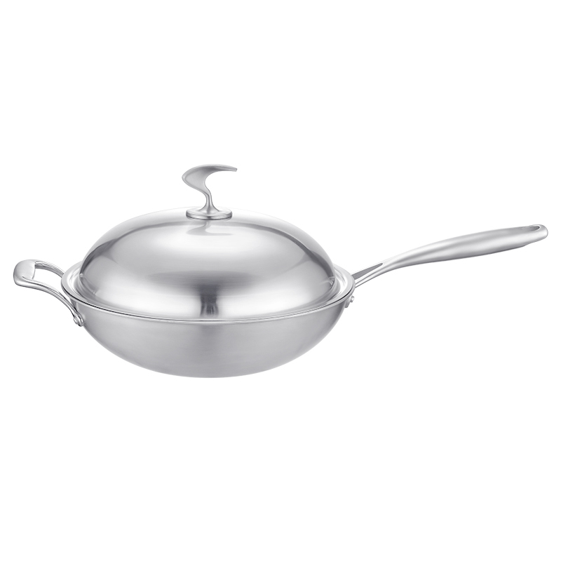 Tri-ply Stainless Non Stick Hexclad Wok With Lid