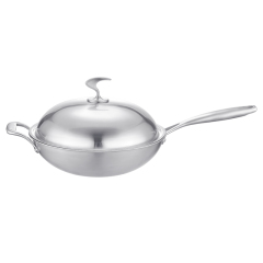 Tri-ply Stainless Non Stick Hexclad Wok With Lid