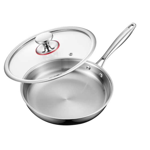 304 Triple-Layer Steel Frying Pan Embossed Surface