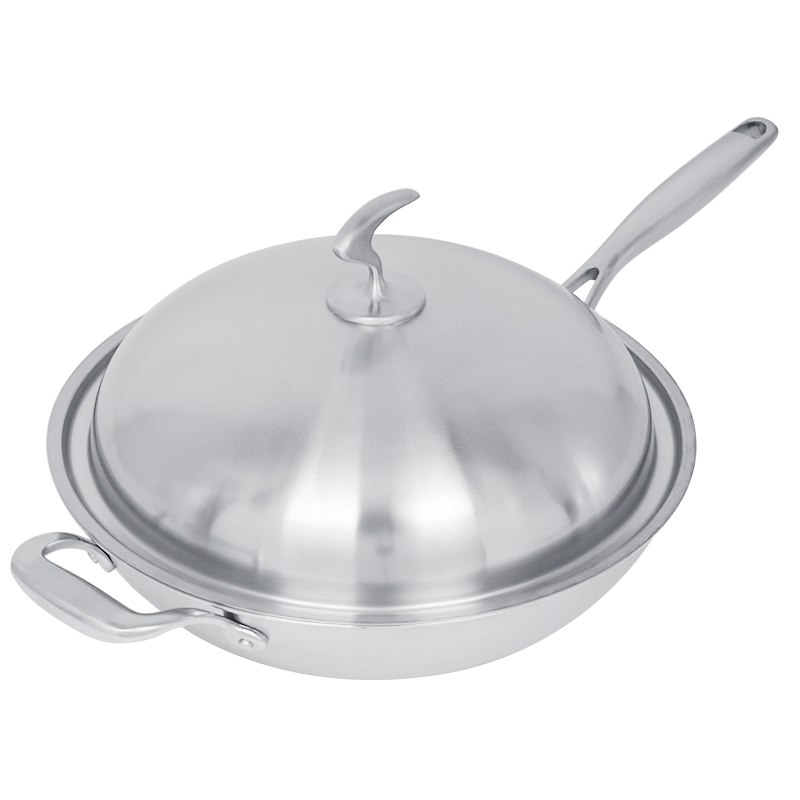 Tri-ply Stainless Non Stick Hexclad Wok With Lid