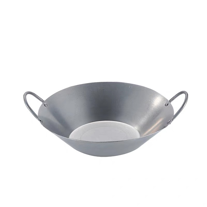 Hand-hammered uncoated wok
