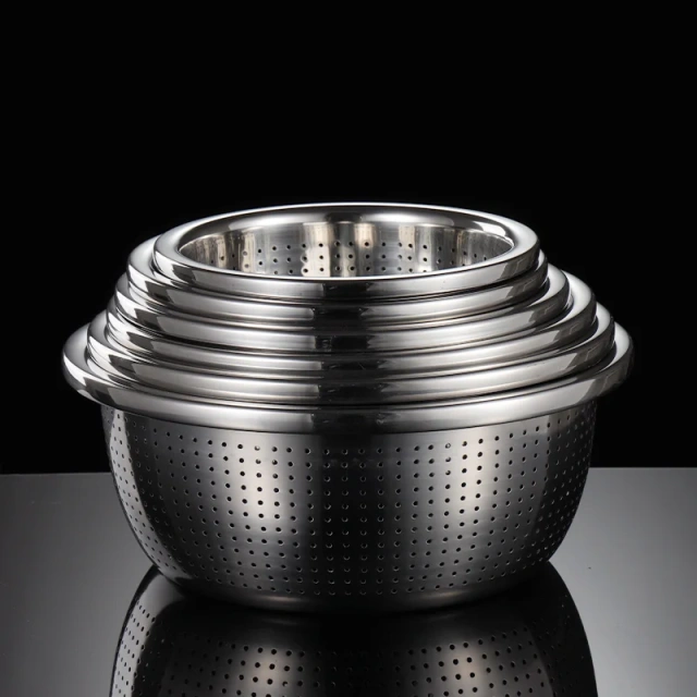 304 Stainless Steel Basin Household Thickening Cooking Kneading Kitchen Wash Basin Soup Leaching Egg Basin Wholesale