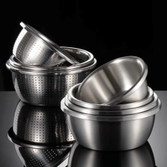 304 Stainless Steel Basin Household Thickening Cooking Kneading Kitchen Wash Basin Soup Leaching Egg Basin Wholesale