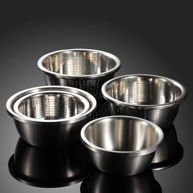304 Stainless Steel Basin Household Thickening Cooking Kneading Kitchen Wash Basin Soup Leaching Egg Basin Wholesale