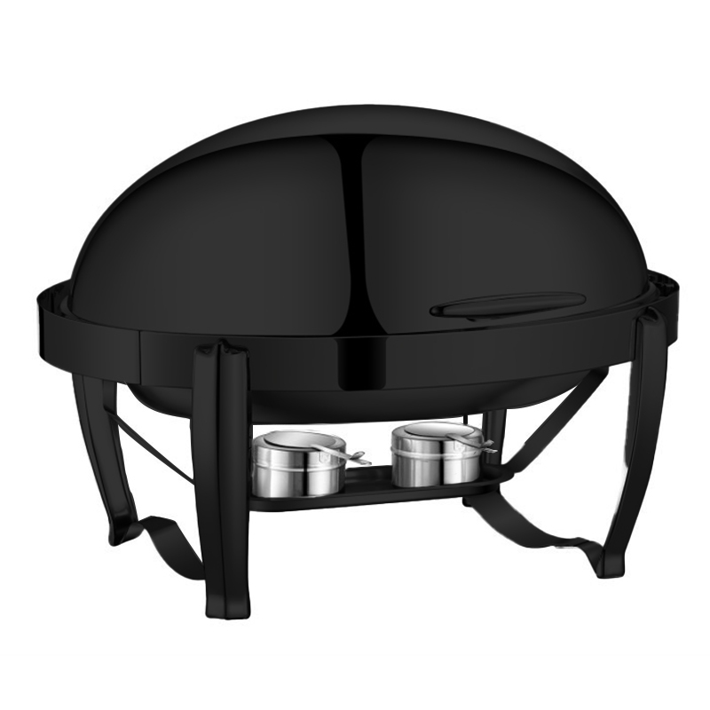 9L Model C Black oval flip-top Chafing dish