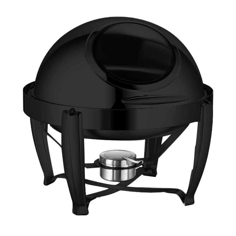 6L Model C Black round visible lid Chafing Dish