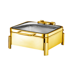 6L  Gold  Square  Square-foot  Texture  Chafing Dish