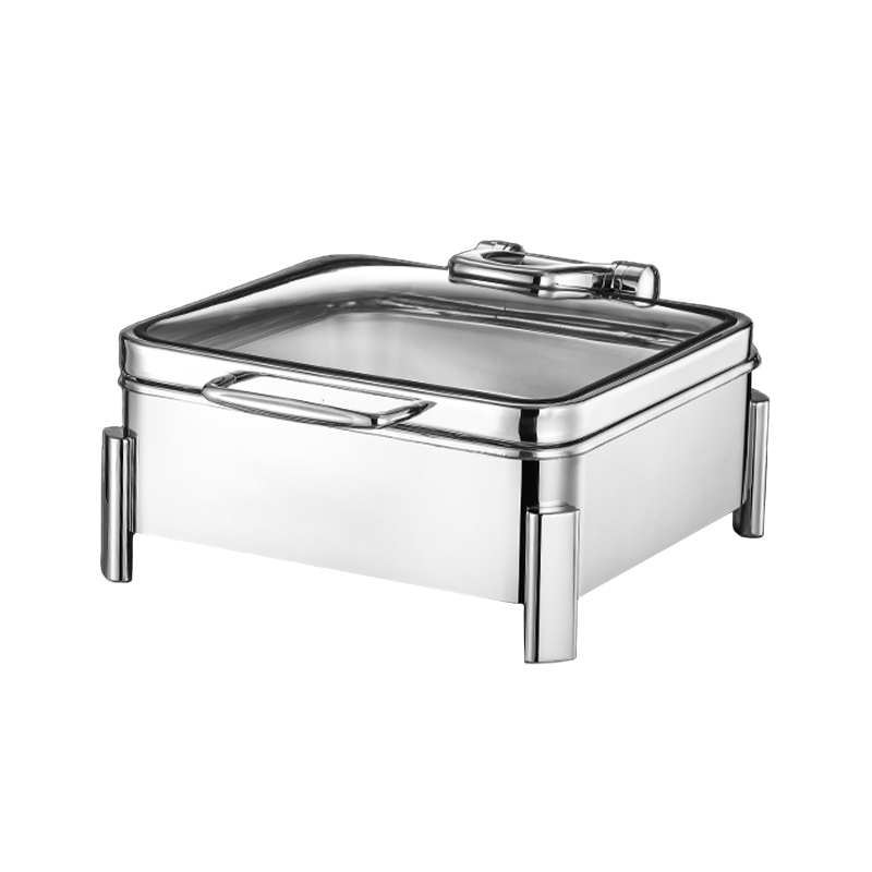 6L  Silver  Square  Square-foot  Texture  Chafing Dish