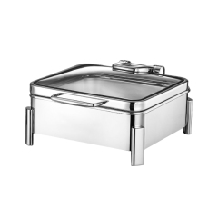 6L  Silver  Square  Square-foot  Texture  Chafing Dish