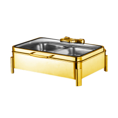 9L Gold  Rectangular square-footed stainless steel chafing Dish