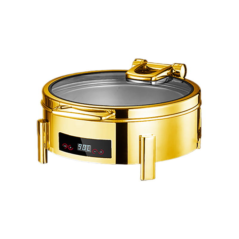 6L Gold Round  Suqare-Foot Digital Electric Chafing Dish