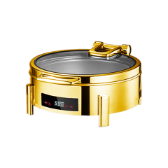 6L Gold Round  Suqare-Foot Digital Electric Chafing Dish